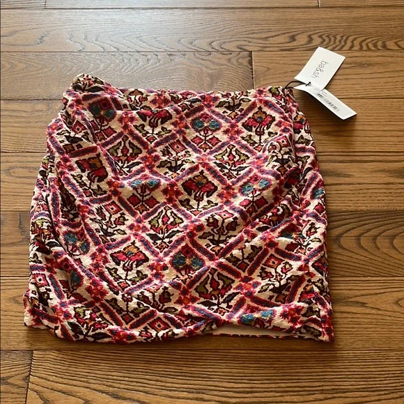 ba&sh Red and White Mini Wrap Pencil Skirt